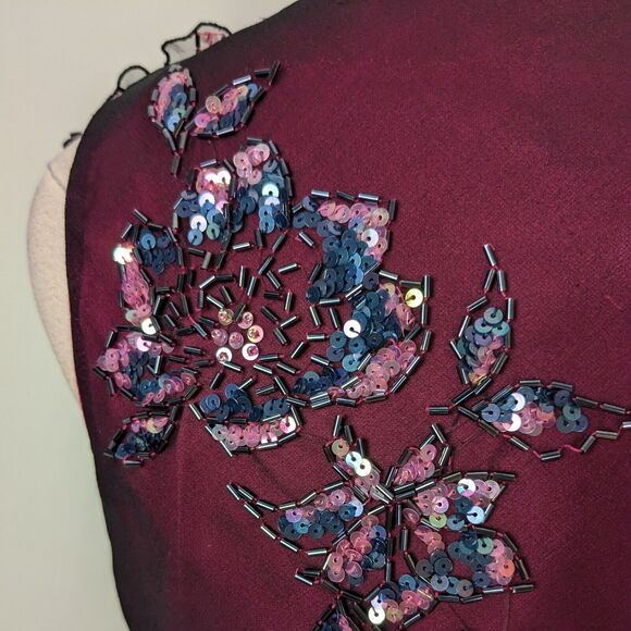 Vintage Prom Dress Maxi Gown 6 Purple Black Y2K Fairy Goth Floral Grunge Sheer - Picture 10 of 14